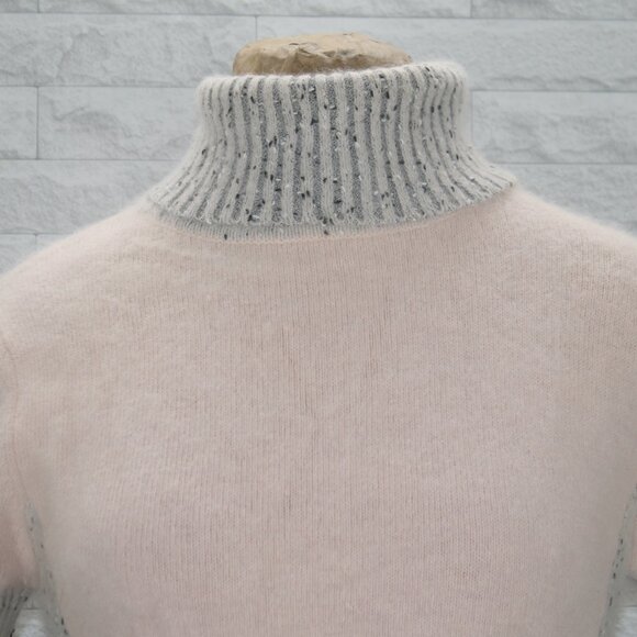 JIAMANSI Sweater Angora Blend Knit Short Sleeve Pastel Pink Gray Colorblock XS - Picture 2 of 12